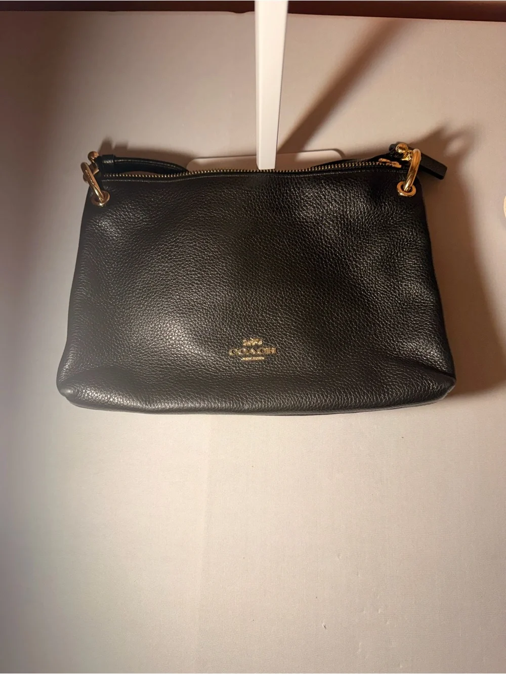 Coach Black Pebbled Leather Crossbody with Gold Hardware